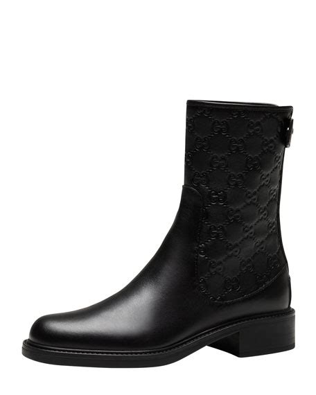 gucci black guccissima leather boots with rabbit fur|gucci ankle boots on sale.